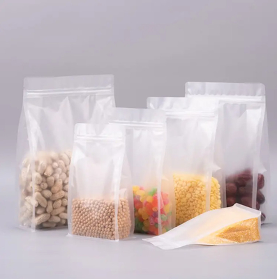 На заказ Плоское нижнее восьмистороннее уплотнение Прозрачное прозрачное Zip Lock Сухофрукты Пищевые продукты Рисовая упаковка Пластиковый подъемный мешок