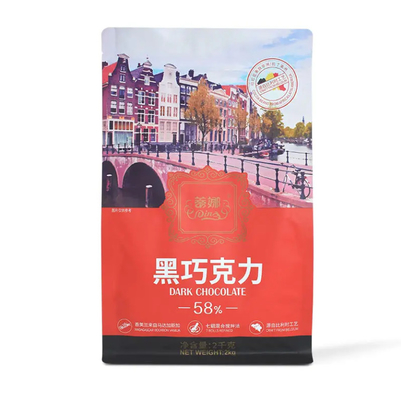 Пластиковые пакеты по заказу упаковка Ziplock Stand Up Pouch Gusset Chocolate Coffee Eight Side Sealed Flat Bottom Bag With Zipper