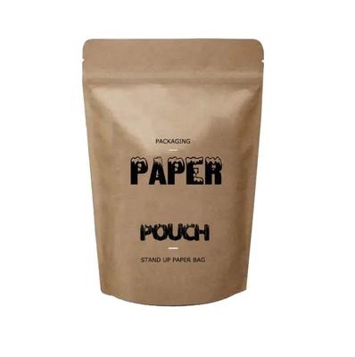 Doypack Ziplock Brown White Kraft Craft Paper Standing Up Pouches Продовольственный порошок Чай Кофе Упаковка Торбики с резьбой