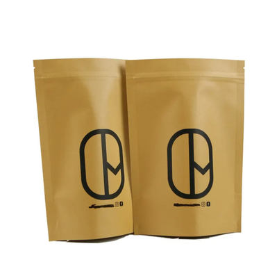 Doypack Ziplock Brown White Kraft Craft Paper Standing Up Pouches Продовольственный порошок Чай Кофе Упаковка Торбики с резьбой