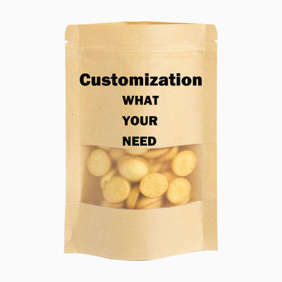 Eco-Friendly Packaging For Coffee Beans Tea Food Snacks Kraft Paper Clear Stand-Up Resealable Zip Lock Custom Logo