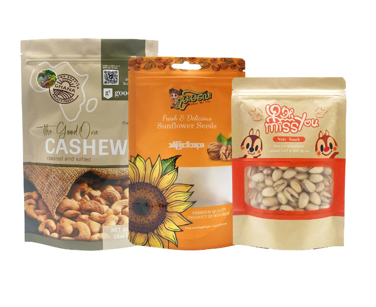 Настраиваемый Doypack Stand Up Top Zipper Сушеные фрукты Продовольственный пакет Pouch Peanut Walnut Bag Pine Peanuts Mixed Cashew Nuts Упаковка