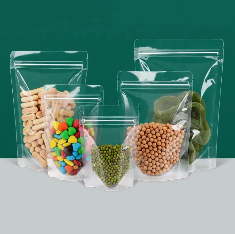 Пищевые Ziplock Прозрачный настройка печать Стоять вверх Pouch Zip Lock упаковка Пластиковый прозрачный пакет с молнией